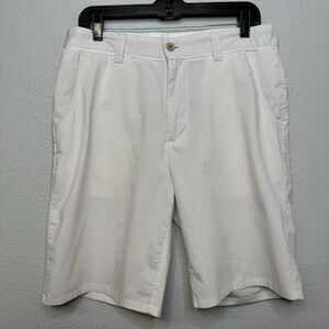 Travis Mathew Little Marsh Performance Shorts Size 34 Off White Black Stripe